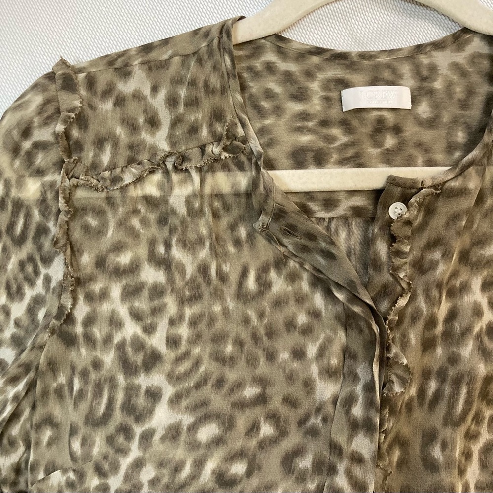 Jcrew Collection Leopard Print Silk Button Up Blouse size 0